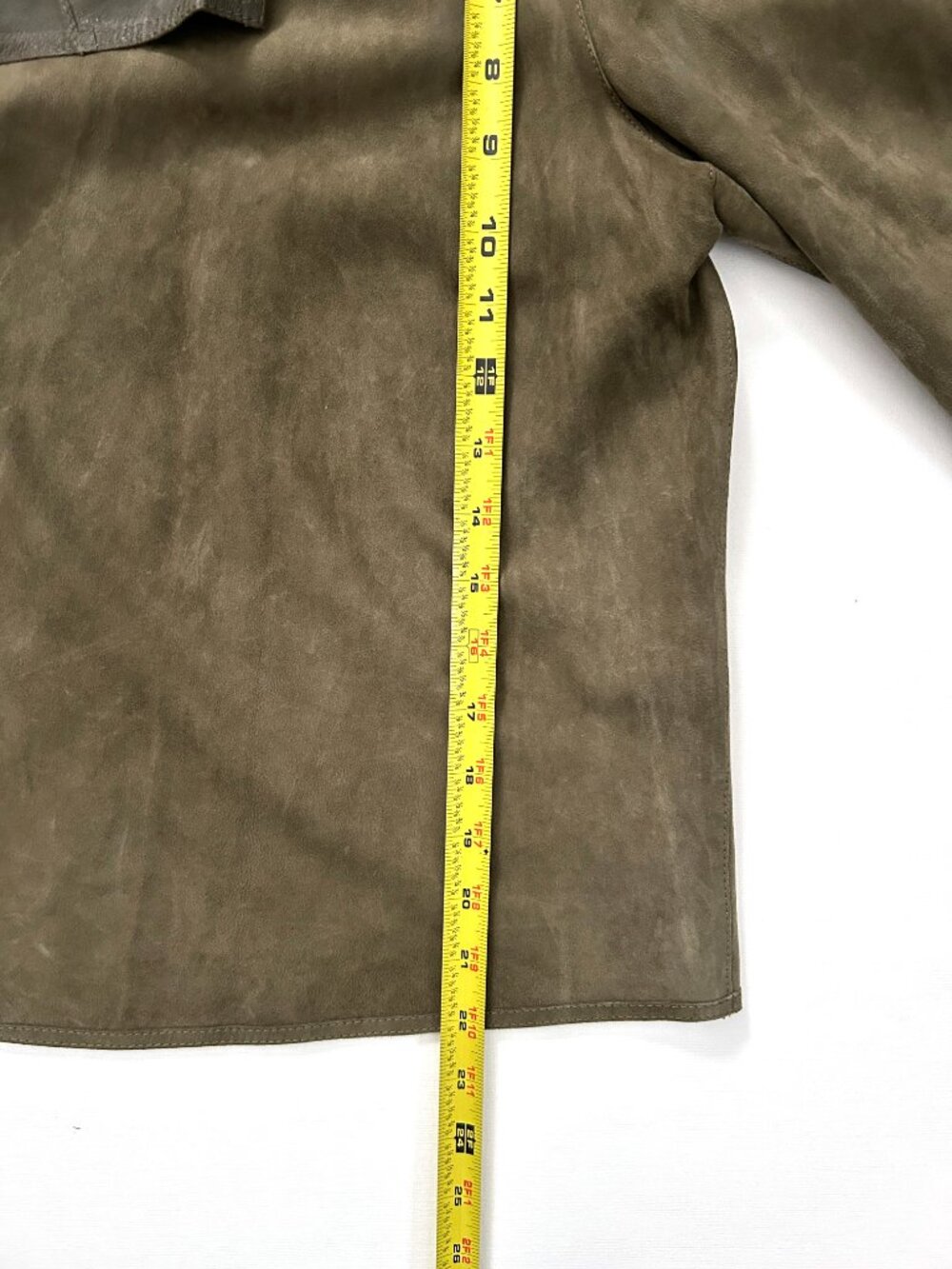 Lafayette 148 New York Olive Suede Leather Open Front Jacket Size L Luxury Drape - Picture 5 of 10